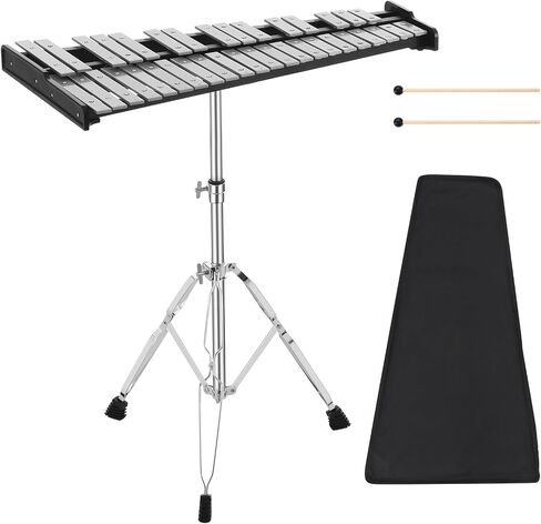 32 Notes Glockenspiel with Adjustable Height Stand,Practice Pad, Aluminum Xylophone for Adult,Glockenspiels Xylophone Bell Kit,Xylophones Instrument Kit with Music Stand,Mallets and Carrying Bag in Saudi Arabia