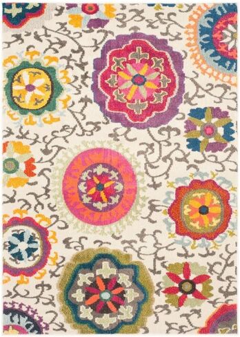 SAFAVIEH Monaco Collection Runner Rug - 2'2" x 6', Ivory & Multi, Boho Floral Design, Non-Shedding & Easy Care, Ideal for High Traffic Areas in Living Room, Bedroom (MNC233A) in Saudi Arabia