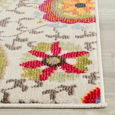 SAFAVIEH Monaco Collection Runner Rug - 2'2" x 6', Ivory & Multi, Boho Floral Design, Non-Shedding & Easy Care, Ideal for High Traffic Areas in Living Room, Bedroom (MNC233A) in Saudi Arabia