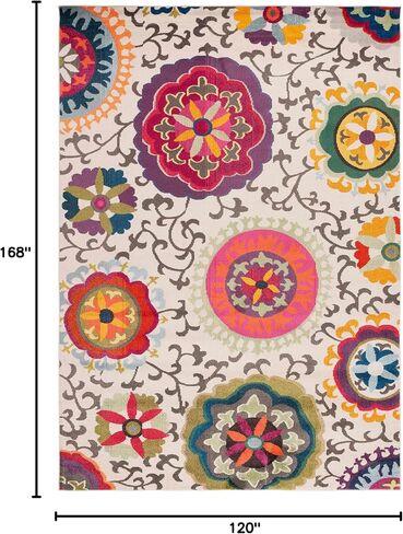 SAFAVIEH Monaco Collection Runner Rug - 2'2" x 6', Ivory & Multi, Boho Floral Design, Non-Shedding & Easy Care, Ideal for High Traffic Areas in Living Room, Bedroom (MNC233A) in Saudi Arabia