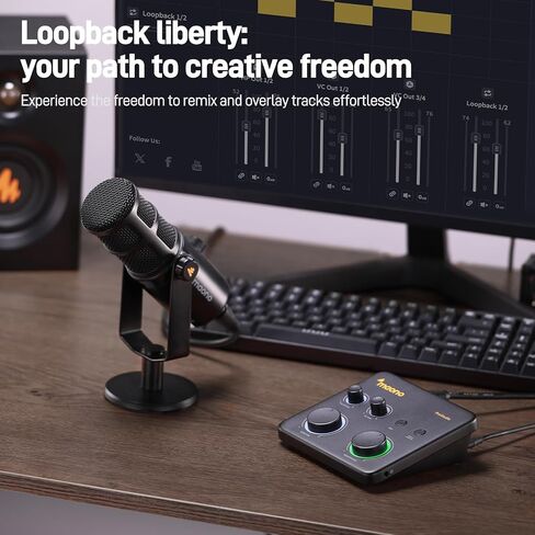 MAONO USB Audio Interface for PC: Interface with XLR Input 24-bit/192kHz Routing Software LOOPBACK ASIO Driver for Recording Music, Home-Studio, Guitar, Podcast, Streaming, DAW(PS22 Lite Black) in Saudi Arabia