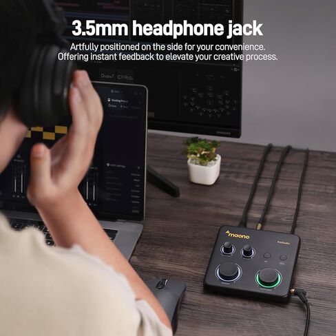 MAONO USB Audio Interface for PC: Interface with XLR Input 24-bit/192kHz Routing Software LOOPBACK ASIO Driver for Recording Music, Home-Studio, Guitar, Podcast, Streaming, DAW(PS22 Lite Black) in Saudi Arabia