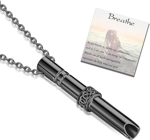 Breathing Necklace 925 Sterling Silver Anxiety Necklace Mindful Breathing Necklace for Women Anxiety Breathing Pendant Stress Relief Necklace Fidget Necklace for Anxiety Calming jewelry in Saudi Arabia
