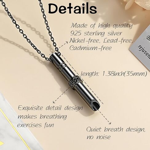 Breathing Necklace 925 Sterling Silver Anxiety Necklace Mindful Breathing Necklace for Women Anxiety Breathing Pendant Stress Relief Necklace Fidget Necklace for Anxiety Calming jewelry in Saudi Arabia