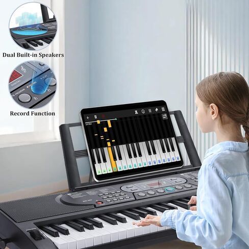 Rengue 61 Keys Keyboard Piano, Electric Digital Piano Set for Beginners, Learning Piano with Light-Up Keys, Speakers, Microphone, Stand, Foldable Bench, Sheet Music Stand and Keyboard Sticker in Saudi Arabia