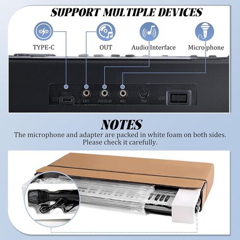 Rengue 61 Keys Keyboard Piano, Electric Digital Piano Set for Beginners, Learning Piano with Light-Up Keys, Speakers, Microphone, Stand, Foldable Bench, Sheet Music Stand and Keyboard Sticker in Saudi Arabia