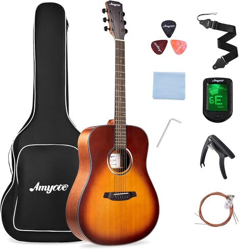 GAOMON Acoustic Guitar,41"Acoustic Guitar Kit Full Size Dreadnought Acustica Guitarra Bundle for Beginner Adult Teen with Gig Bag, Tuner, Strap, Strings, Picks, Capos,Right Hand,Black in Saudi Arabia