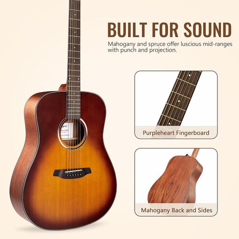 GAOMON Acoustic Guitar,41"Acoustic Guitar Kit Full Size Dreadnought Acustica Guitarra Bundle for Beginner Adult Teen with Gig Bag, Tuner, Strap, Strings, Picks, Capos,Right Hand,Black in Saudi Arabia
