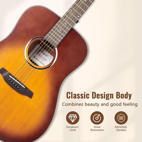GAOMON Acoustic Guitar,41"Acoustic Guitar Kit Full Size Dreadnought Acustica Guitarra Bundle for Beginner Adult Teen with Gig Bag, Tuner, Strap, Strings, Picks, Capos,Right Hand,Black in Saudi Arabia