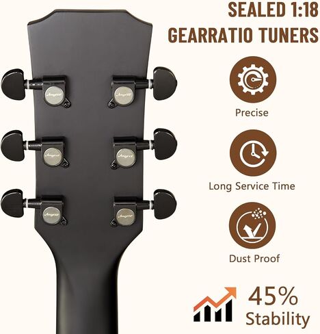 GAOMON Acoustic Guitar,41"Acoustic Guitar Kit Full Size Dreadnought Acustica Guitarra Bundle for Beginner Adult Teen with Gig Bag, Tuner, Strap, Strings, Picks, Capos,Right Hand,Black in Saudi Arabia