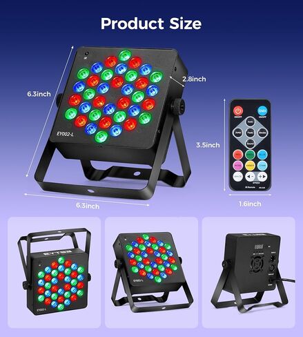 36 مصباح LED للمسرح 4 عبوات - مصابيح RGB LED Par وأضواء حفلات DJ عن بعد ومصابيح DMX التي يتم التحكم فيها بالصوت المنشط لحفلات الزفاف وأعياد الميلاد وعروض الموسيقى وحفلات الرقص وإضاءة المسرح in Saudi Arabia