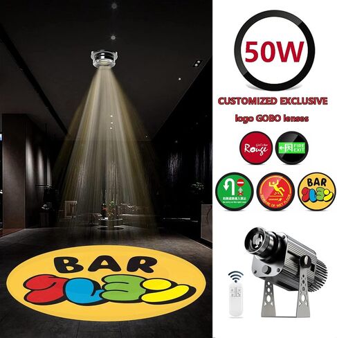 GOBO جهاز عرض LED شعار جهاز عرض خارجي مقاوم للماء شعار المرحلة مخصص GOBO عدسة الإضاءة الديكور الغلاف الجوي الكاشف شعار الشركة ديكور الحفلات (50، واط) in Saudi Arabia
