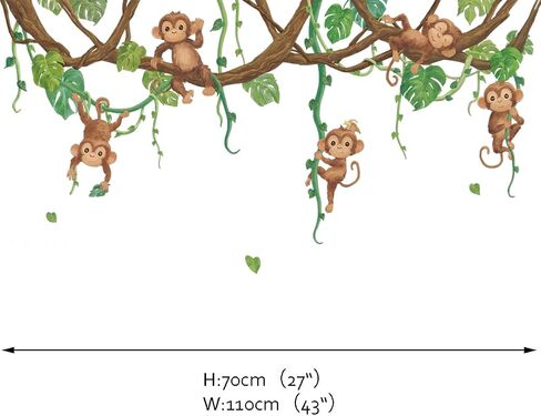Runtoo Safari Animals Wall Art Decals for Nursery Palm Tree Giraffe Monkey Wall Stickers Kids Bedroom Wall Decor in Saudi Arabia