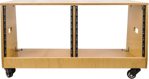 Sound Town DIY 2 x 12U رف استوديو مائل مزدوج الخليج مع عجلات للاستوديو المنزلي وغرفة التسجيل، خشب البتولا البلطيقي الرقائقي، إسبرسو أسود (SDRK-D12TD) in Kuwait