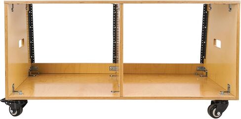 Sound Town DIY 2 x 12U رف استوديو مائل مزدوج الخليج مع عجلات للاستوديو المنزلي وغرفة التسجيل، خشب البتولا البلطيقي الرقائقي، إسبرسو أسود (SDRK-D12TD) in Kuwait