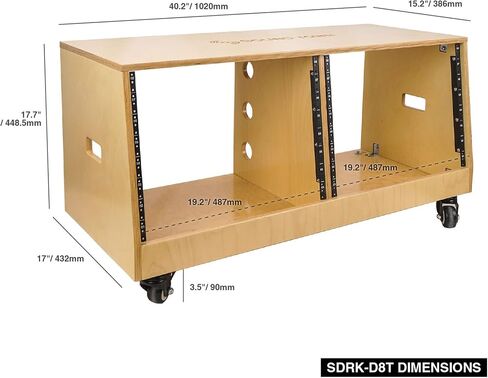 Sound Town DIY 2 x 12U رف استوديو مائل مزدوج الخليج مع عجلات للاستوديو المنزلي وغرفة التسجيل، خشب البتولا البلطيقي الرقائقي، إسبرسو أسود (SDRK-D12TD) in Kuwait