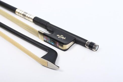 Carbon Fiber Cello bow 4/4 Ebony Frog Natural bow hair Well Balanced Lightweight Strong (Fleur de lis Inlay) in Kuwait