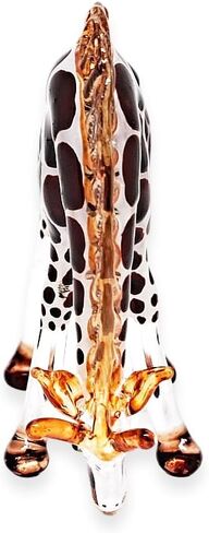 ChangThai Design Tiny 4" Head Down Orange Giraffe Figurine - Miniature Hand Blown Painted Glass Giraffes Savanna Tropical Wildlife Long Neck Animals Crystal Decorative Collectible Figurines Décor Gift in Kuwait