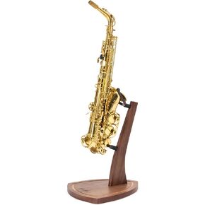 Saxophone Stand, Saxophone Stand for Alto Sax and Tenor Sax, Walnut Hardwood Alto Sax Stand with Soft Silicone Yokes, Handcrafted Wooden Tenor Saxophone Stand for Home Studio Display