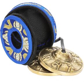 Ohm Store Tibetan Mantra Tingsha Bells with Blue Case- Handcrafted Meditation Accessory for Mindfulness, Yoga, and Sound Healing