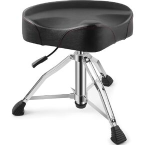 Ramzi Drum Throne, Airlift Heavy Duty Drum Throne Seat,Drum Throne Adjustable Stool Drum Motorcycle Style Drum Throne Drummer Stool with with Double Braced Anti-Slip Feet Saddle Drum Seat
