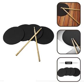 XCEL Foam Rubber Drum Practice Pad for Any Surface - Snare, Bass and Electric Drum Kit - Portable Silencer Pads For Kids & Adults - 11 Inch Round x 3/8 Inch Thick (4 Drum Pads + 2 Drum Sticks)