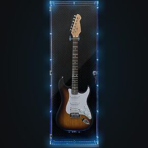 Starfavor Acrylic Electric Guitar Display Case, Wall Mounted, Lockable UV-Protected Guitar Storage Cabinet with LED Lights 7 Colors, Coffin Hard Case for Electric Guitar Bass SGC-001E in Kuwait