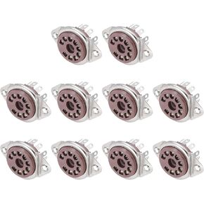 MECCANIXITY 10 Pcs 9pin Tube Socket Bakelite Tube Socket,Vacuum Tube Protect Tube Pin Socket PCB Tube Socket Khaki