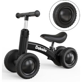 BABELIO Baby Balance Bike for 1 Year Old Boys Girls, 10-36 Month Toddler Balance Bike, 4-Wheel Off-Roader Design, Adjustable Seat & Handlebar