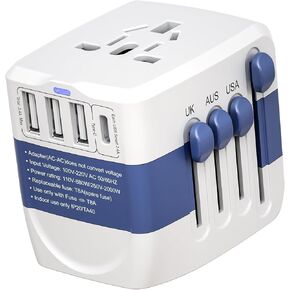 International Travel Adapter Voltage Converter to Step Down 220V to 110V for Hair straighteners, laptops, Cell Phones, Power converters from USA to UK, Europe, Australia Over 200 Countries（White）