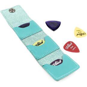 Guitar Pick Holder – Genuine Leather Pick Case for Acoustic, Electric, and Bass Guitars – Secure Snap Pouch for Picks – Gift for Guitar Players (Red)