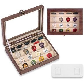 Guitar Pick Holder Case with 12-Grid for Guitar Players Fits 12-30 Guitar Picks Storage,Clear Guitar Pick Display Case with Dual Function of Display and Storage,All Size Picks Storage