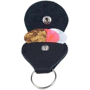 1Pc Black Guitar Picks Holder Case,PU Leather Guitar Plectrums Bag with Keyring,Keychain Plectrum Key Fob Case Bag,Gift for Guitar Players,Musical Instruments Guitar and Bass Picks,Pick Holders