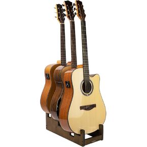 STRICH Wooden Guitar Stand for Multiple Guitars, 3-Holder, Front Display Space-Saving Floor Guitar Rack, Padded Multi Guitar Stand for Home, Studio, Stage, GS-3N (For 3 Acoustic/Electric/Bass)