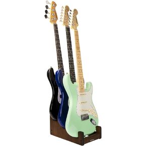 STRICH Wooden Guitar Stand for Multiple Guitars, 3-Holder, Front Display Space-Saving Floor Guitar Rack, Padded Multi Guitar Stand for Home, Studio, Stage, GS-1N (For 3 Electric/Bass)