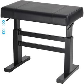 lumizone Height Adjustable Piano Bench Hydraulic Lifting Keyboard Bench with PU Leather Modern Leather Heavy Duty Piano Stool High Density Sponge Lining Alloy Material, Black Gloss