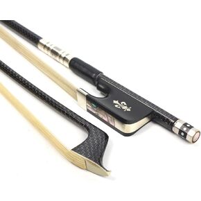 Cello bow 4/4 with Ebony frog Braided carbon fiber Metal wire decoration natural Horse Hair Fleur de lis Inlay
