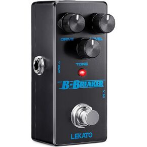 LEKATO Overdrive Pedal, Overdrive Effect Pedal 9V, Mini Overdrive Pedal Analog for Electric Guitar and Blues Music, True Bypass