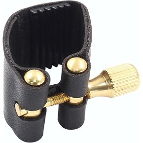 Piutouyar Black Alto Sax Saxophone Ligature Fastener, Leather Ligature Fastener for Saxophone Mouthpiece