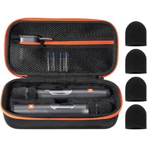 ProCase Microphone Case for JBL Speaker Wireless Two Microphone System, Hard EVA Handheld Dual Mic Travel Bag, Portable Carrying Storage Box for Karaoke,Receiver, Batteries Accessories Holder -Black