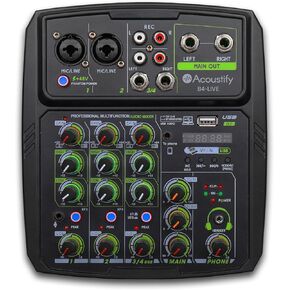 B4-Live 4-Channel DJ Mixer with Bluetooth, USB Playback, Recording, 48V Phantom Power, and Effects – Professional DJ Audio Mixer for Live Sound, Podcasting, and Studio Recording
