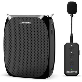 ZOWEETEK Voice Amplifier with Wireless Lavalier Microphone for Teachers, Portable Mini Voice amplifier, Wireless Lapel Microphone,Megaphone Speaker System for Classroom, Speech, Meeting,Yoga,Streaming