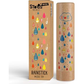 Stoie's Wooden Rain Stick Instrument, Support Music Exploration, Coordination and Rhythm Rain Stick Baby Toy, Soothing Sound for Sensory Play, Rainstick Instrument for Kids, 2 pcs Pack