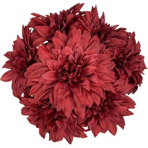 Artificial Dahlias Flowers 7 Heads Faux Flowers Gray Fake Flowers Silk Dahlia Flowers Bouquet for Table Centerpiece Wedding Party DIY Home Desk Decoration Flower Arrangement, Pack of 1, Grey