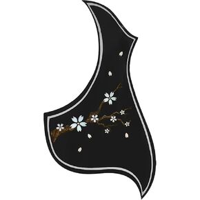 Folk acoustic guitar pickguard, playing protection and anti-scratch, cherry blossom tree bird-shaped guitar pickguard sticker, suitable for 41'' guitar (black)