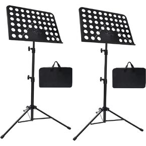 2 Pack Sheet Music Stand, 2 in 1 Dual-Use Folding Music Stand, Lightweight Portable Adjustable Desktop Book Stand with Music Sheet Clip Holder & Carrying Bag