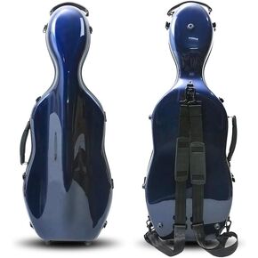 Hard Fiberglass Viola Case Strong Light Viola Box with Straps Viola Bag 2 Bow Holder Weighing only 2.68kg (Navy Blue)