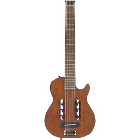 Traveler Guitar Escape Mark III Mahogany Nylon Guitar | Small Acoustic Travel Guitar with Built-in Headphone Amp | Full 25.5" Scale Portable Headless Guitar | Mini Nylon Guitar with Custom Gig Bag
