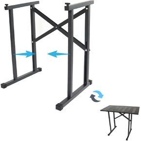 Adjustable Width DJ Stand Portable DJ Audio Mixer Stand Foldable DJ Table w/35" x 17.7" Table Top and Carry Bag For Laptop, DJ Controller, Keyboard, DJ Turntables, Audio Rack Music Equipment