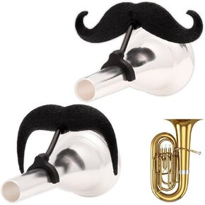 The Original Brasstache 2.0 - [2-Pack] Clip-on Mustache for Tuba Mouthpiece, XL and Handlebar Combo Version